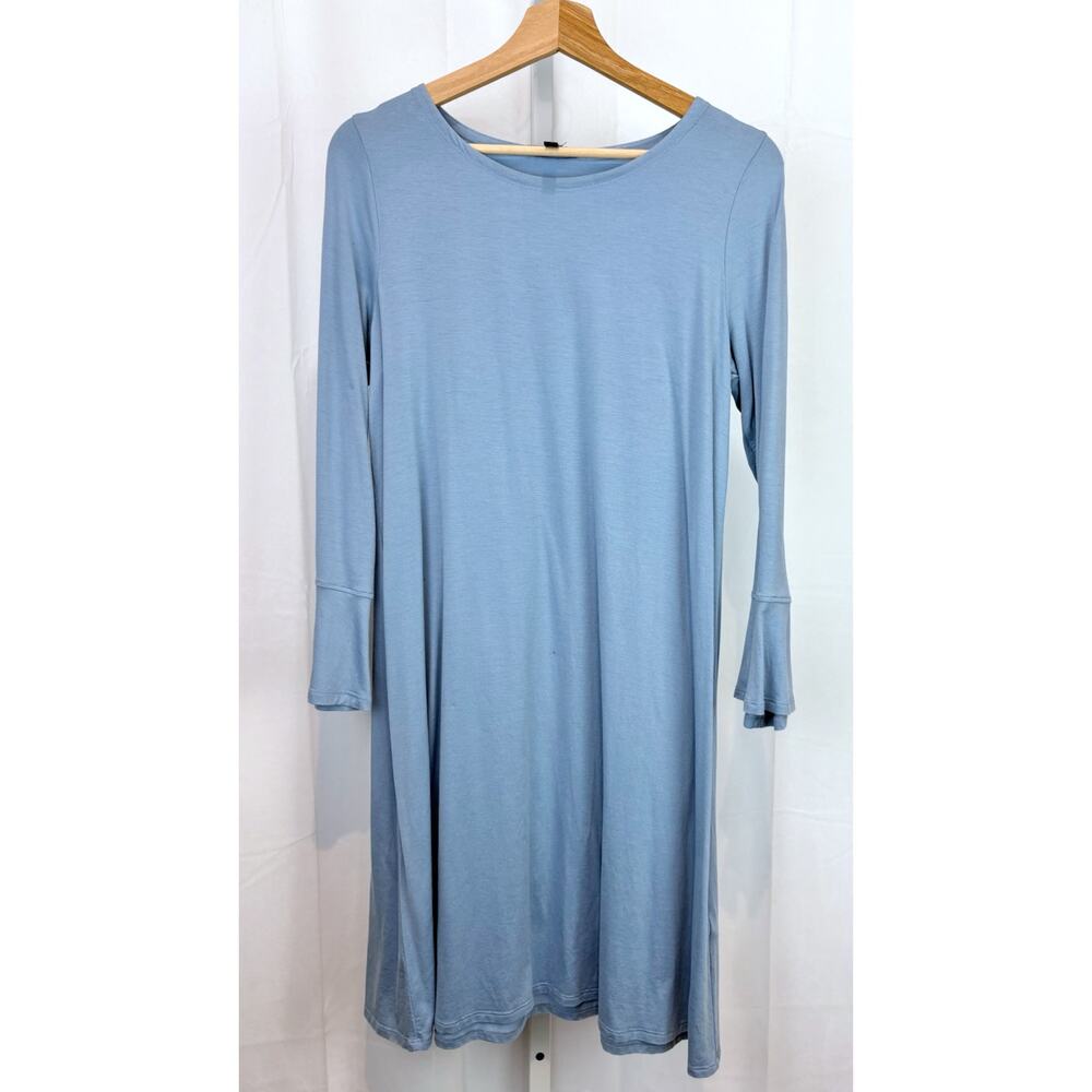 EILEEN FISHER Size S  Bell Sleeve Knee Length Dress Fine Jersey Tencel Blue
